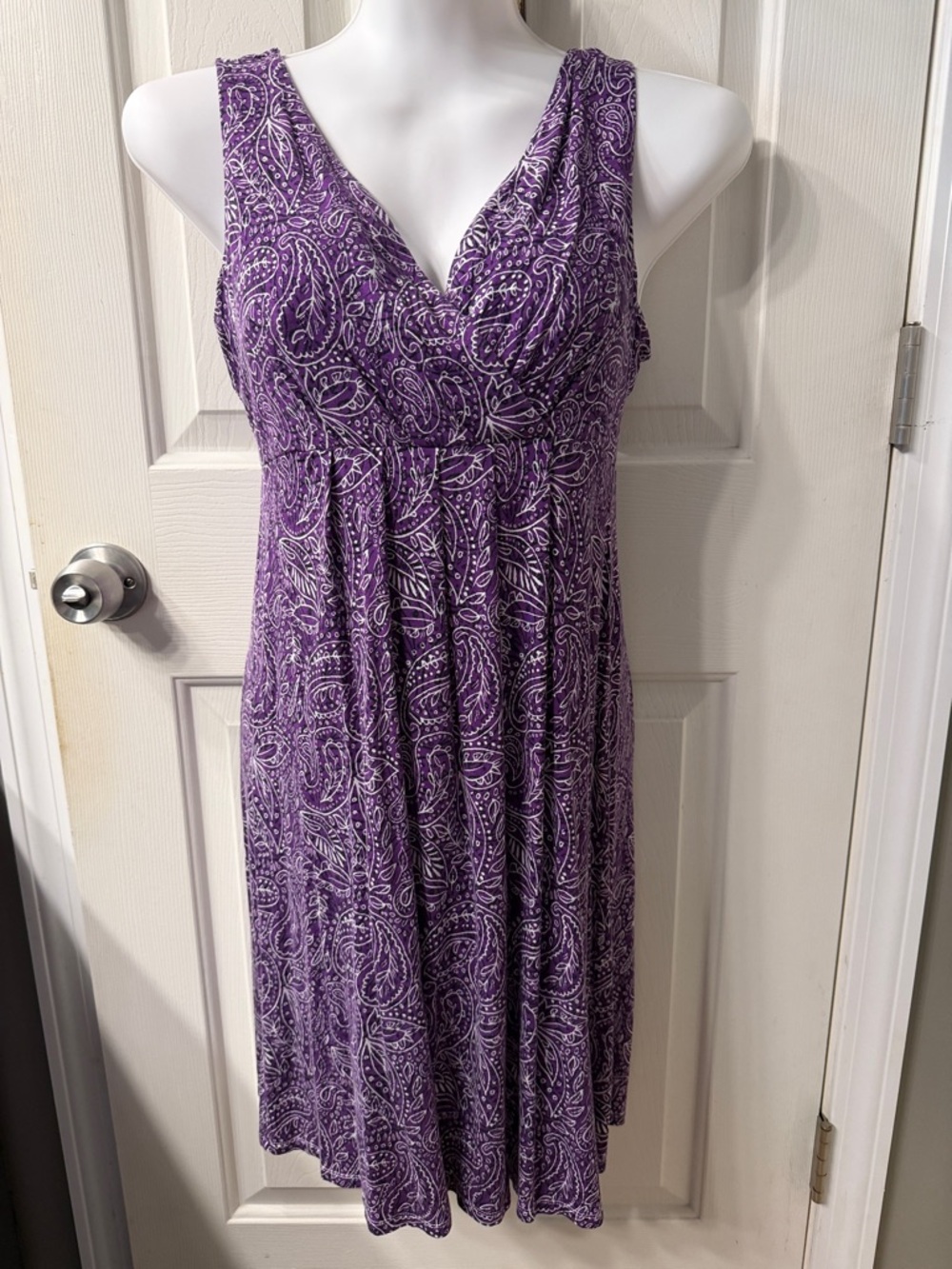 St. John's Bay Purple Paisley V-Neck Midi Dress